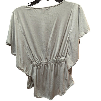 ECI Flutter Sleeve Scoop Neck Blouse Womens Small Light Grey Smocked Back Top