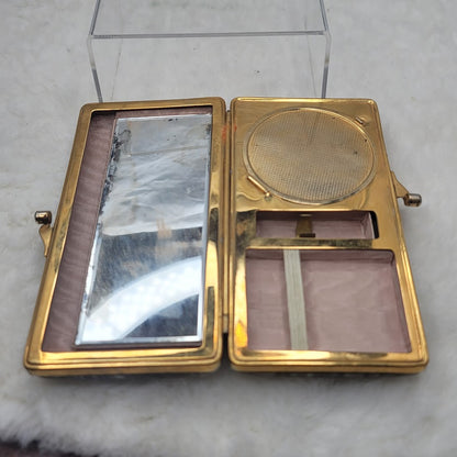 Vintage 1950s Marbled Celluloid Vanity Handbag Compact Clutch MCM Glamour