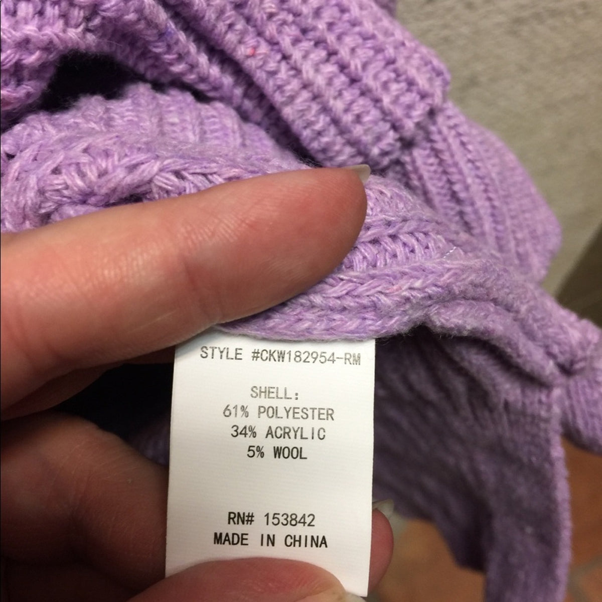 Melloday Pullover Sweater Two Pocket Wool Blend Purple NEW Large Lilac CHUNKY