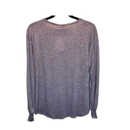 Baea Nordstrom Mixed Pattern Long Sleeve Henley Style Top Purple Gold LARGE New