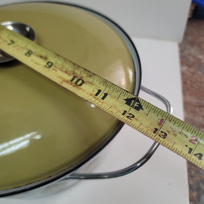 Catherine Holm Large covered pot handles green cream MCM 4 qt. dutch oven enamel