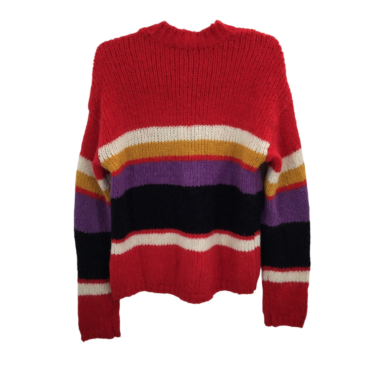 Sanctuary Party Stripe Over the Pullover Sweater Long Sleeve Rainbow Red Small