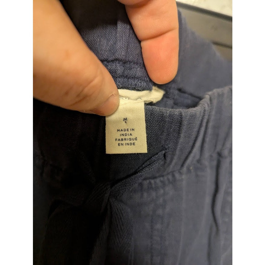 NEW Caslon Linen Joggers Pockets Navy Blue drawstring waist ankle cuff Medium