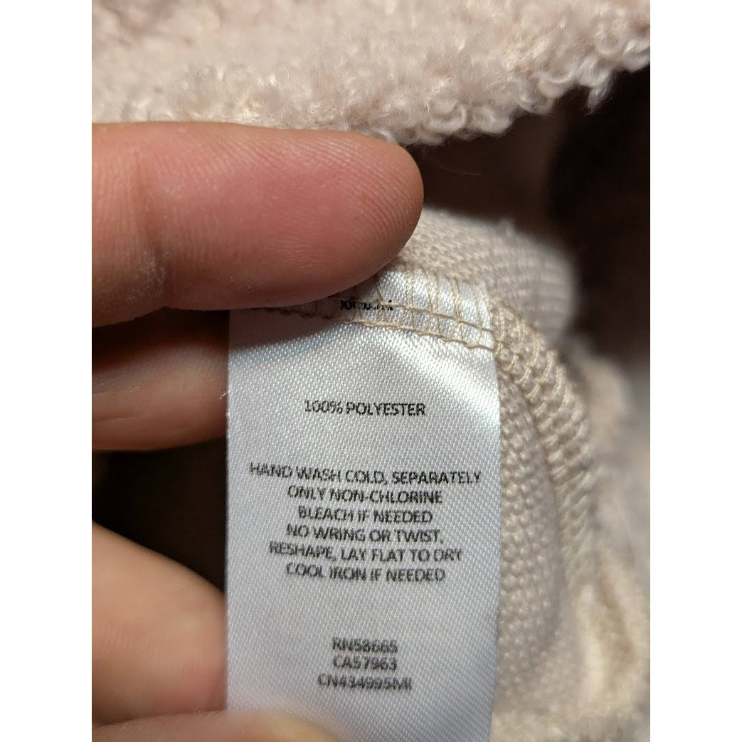 Caslon NWT Size Small NEW Faux Shearling Teddy Sweater V-Neck Taupe Beige $59