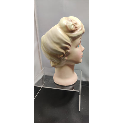 Vintage 1950s Blonde Glamour Lady Head Vase Planter Collectible Kitsch MCM