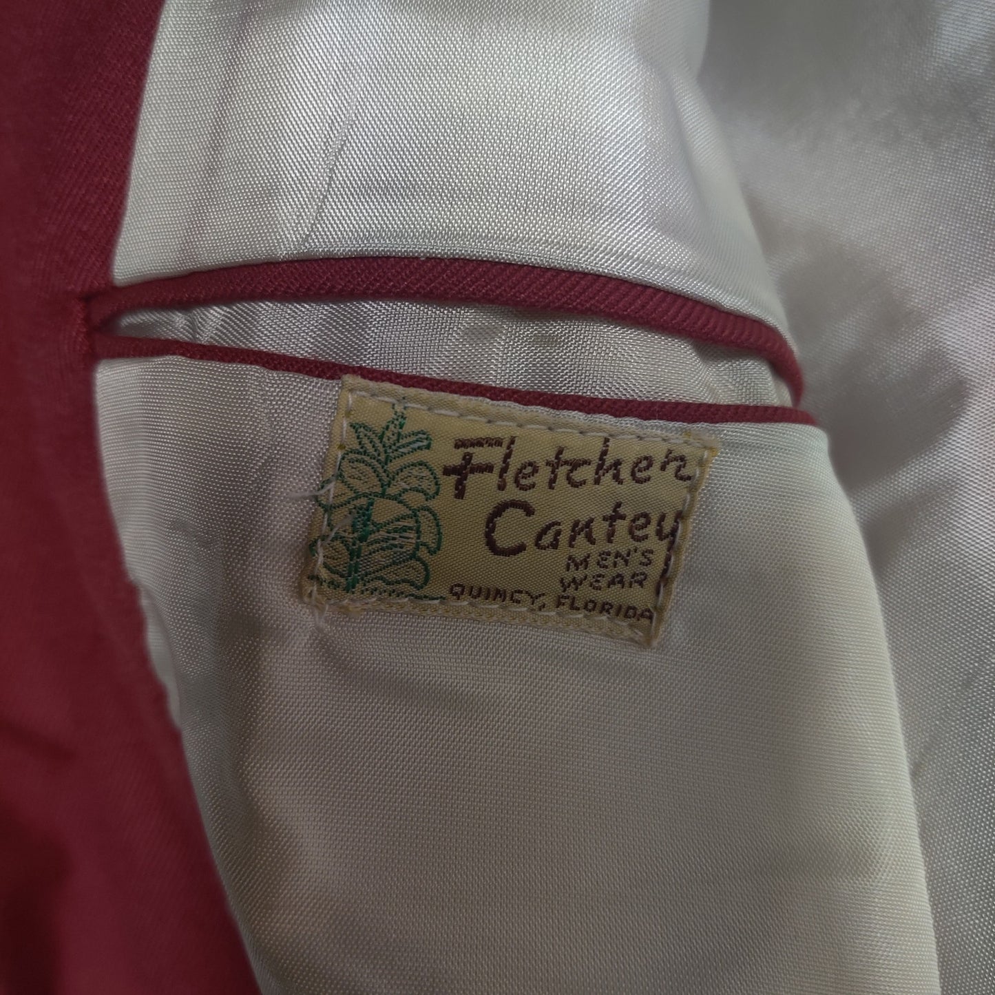 Vintage Fletcher Cantor Red White Stitch Accent Blazer Jacket 40 Reg Sport Coat