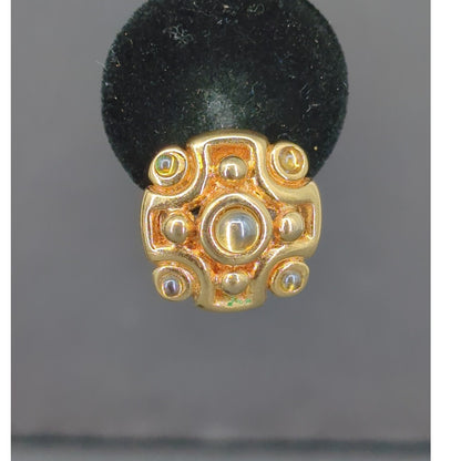 Vintage Monet Gold Tone Swirl Button Clip On Earrings Retro Classic MCM Button