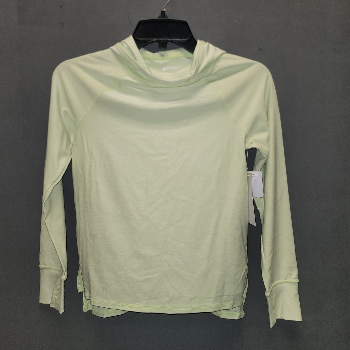 NWT Zella Mint Green Activewear Athleisure Long Sleeve Hooded Top GIRL Med 8/10.