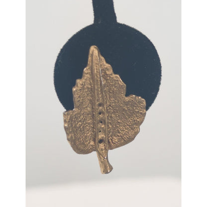 Vintage Textured Leaf Clip-On Earrings Gold-Tone Nature-Inspired Botanical