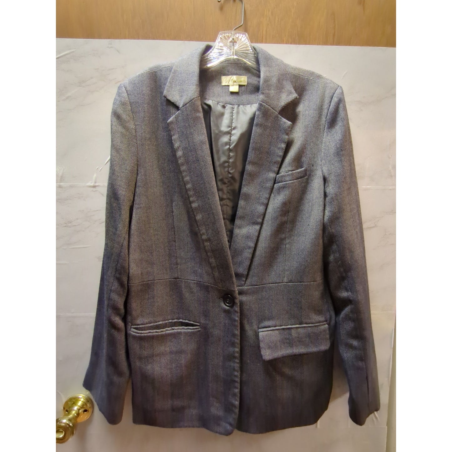 Passports Women's Grey Twill Blazer Large Classic Career Wear Pockets