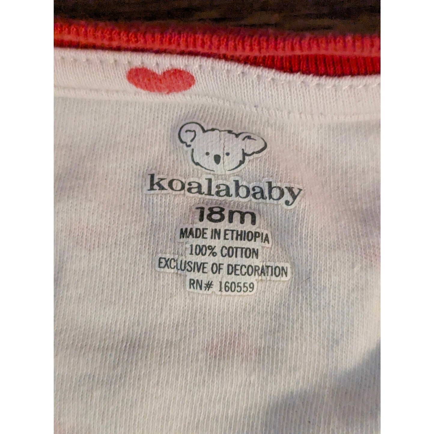 Koala Baby Ladybug Hearts Baby Girl Footed Pajamas Sleeper White Red 18M