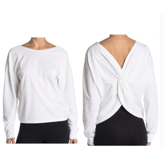 Zella twisty Turn Long Sleeve Activewear Shirt SMALL Lightweight WHITE NEW