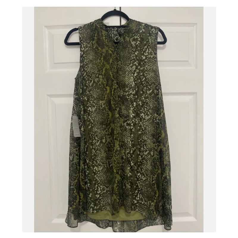 London Times SMALL Leopard Print Sleeveless A-line Tie Neck Dress Size 4 NEW