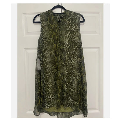 London Times SMALL Leopard Print Sleeveless A-line Tie Neck Dress Size 4 NEW