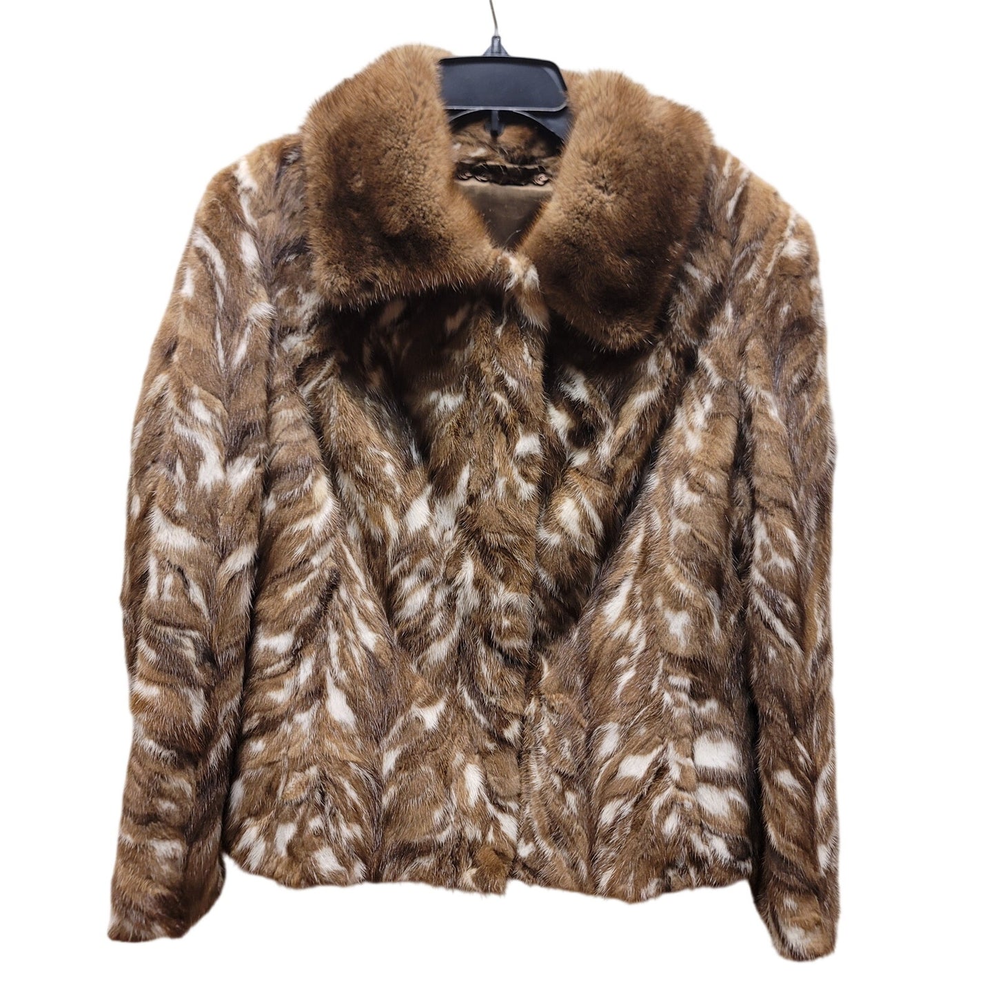 Vintage Smart MINK waist high Genuine Jacket coat pocket Removable collar Medium