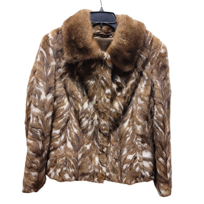 Vintage Smart MINK waist high Genuine Jacket coat pocket Removable collar Medium