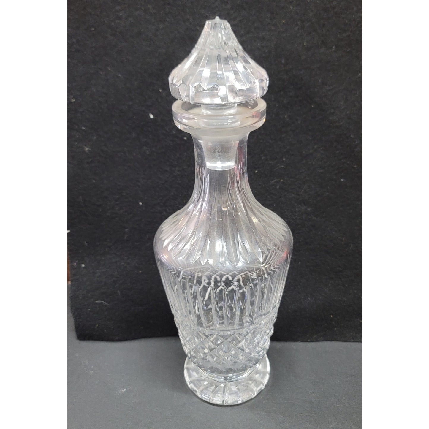 Vintage cut glass EAPG Decanter with glass etched stopper Barware liquor MCM
