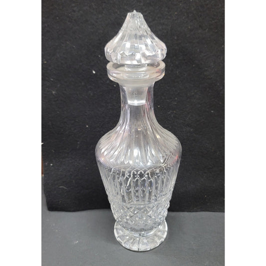 Vintage cut glass EAPG Decanter with glass etched stopper Barware liquor MCM