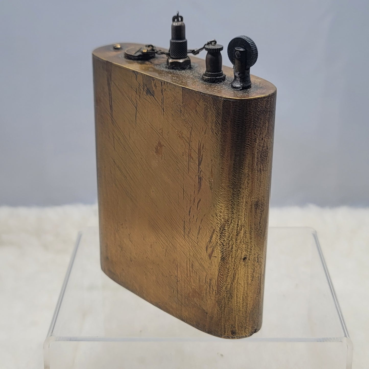 Vintage Antique Brass Oversize Flask Table Lighter Trench Art Military Steampunk
