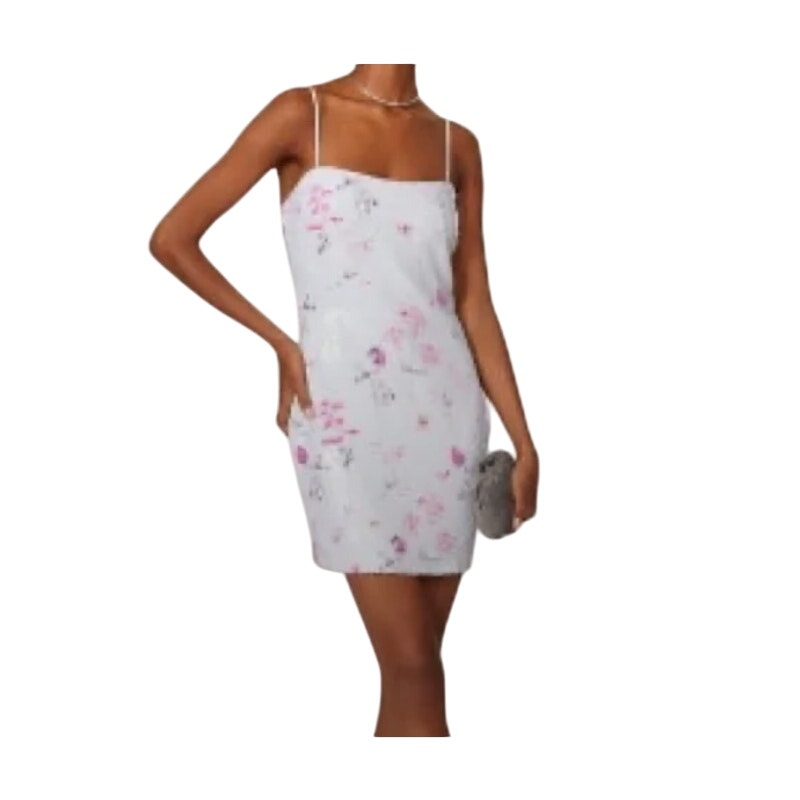 LIKELY Floral sequin Reese mini dress in white Floral Size 4 club cocktail NEW