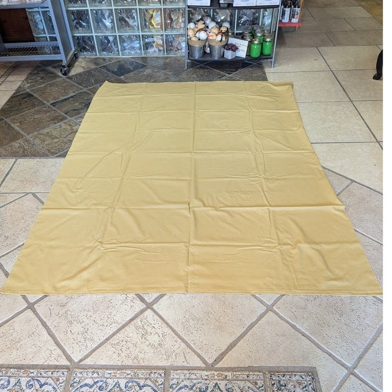Vintage HARVEST gold oblong rectangle tablecloth 77" x 58.6" rolled edge