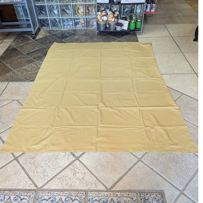 Vintage HARVEST gold oblong rectangle tablecloth 77" x 58.6" rolled edge