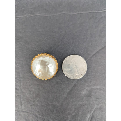 Vintage Miriam Haskell Faux Pearl Seed Bead Cluster Clip On Earrings Retro