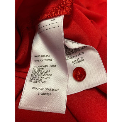 Laundry By Shelli Segal Blouse Large Goji Red NEW Bishop Sleeve Cross V-Neck top