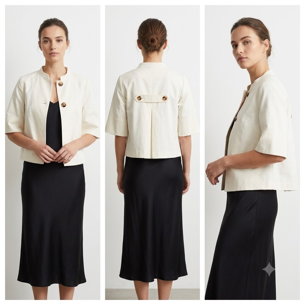 Madison 2 Button Blazer Jacket Lined 3/4 Sleeve 2 Pocket White Vintage Medium