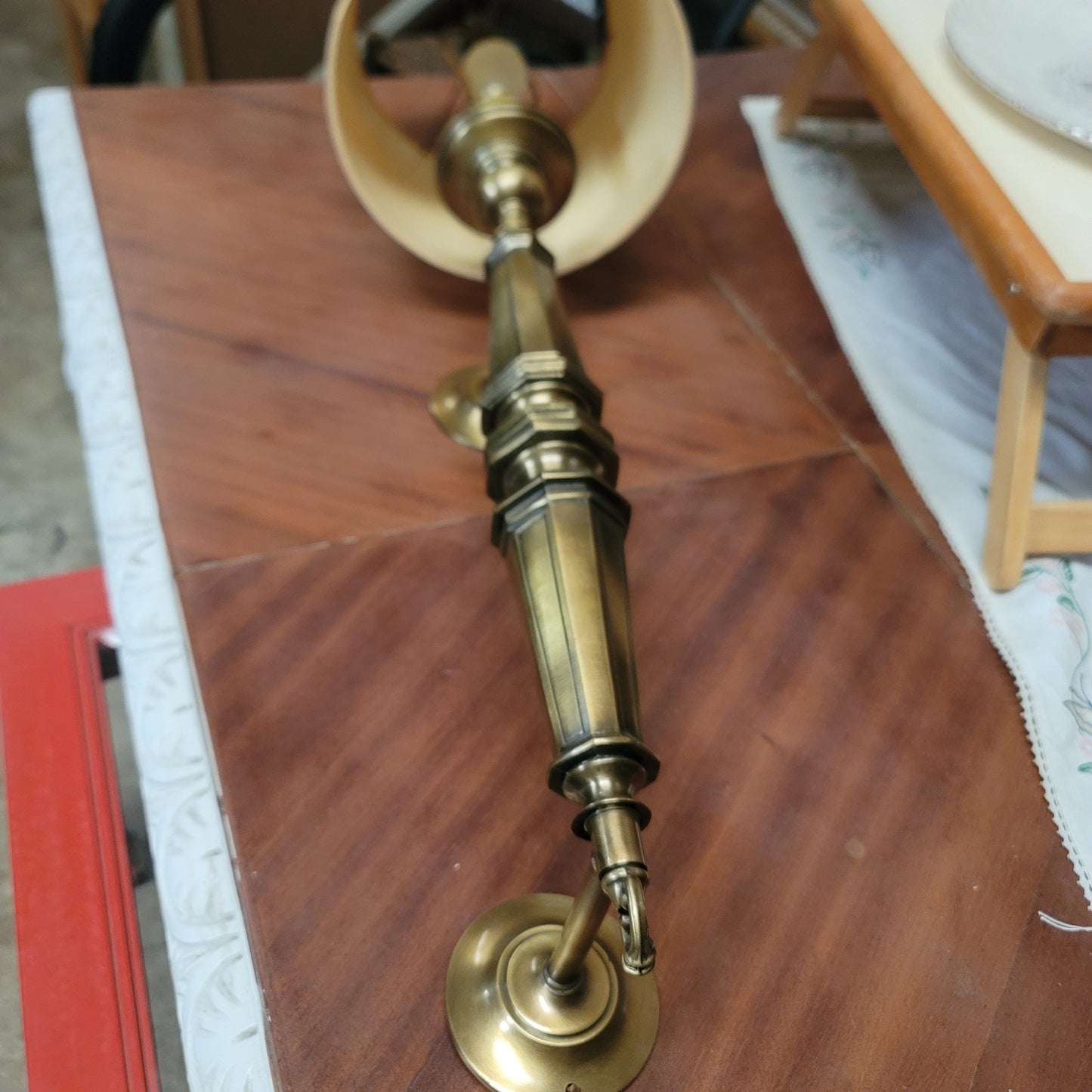 30" Hollywood Regency Pillar Column Double wall mount light fixture Brass Lamp