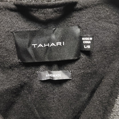 TAHARI New Plaid coat Wool blend large Handmade Jacket Drape Collar Pockets NEW