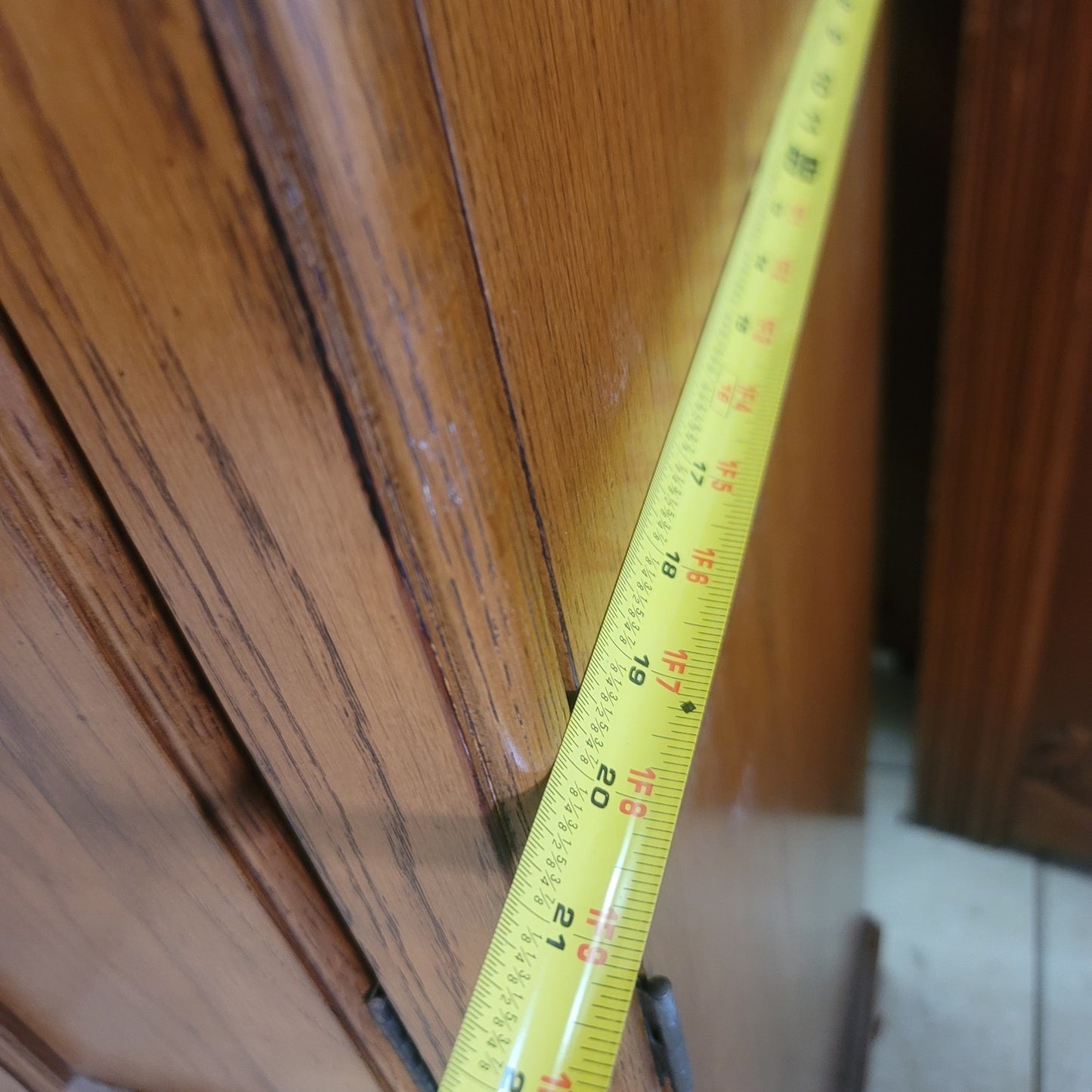 Secondhand Sandies; Solid wood leaded glass office desk crafting cabinet double door