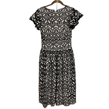 NWT ML Monique Lhuillier Embroidered Lace V-Neck Midi Dress Size 4