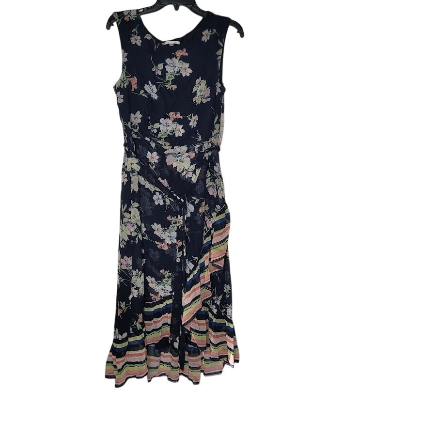 NEW Sandra Darren Casual Career Size 12 Multi Floral Faux Wrap Belted Dress