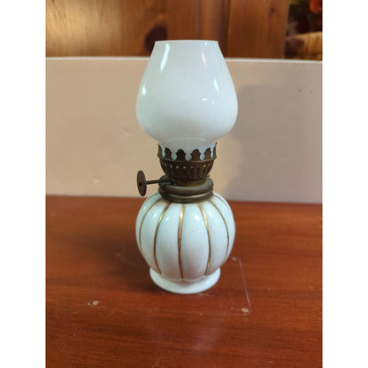 Vintage Oil lamp Base white,gold accents, Made In Japan, H-4" Hurricane