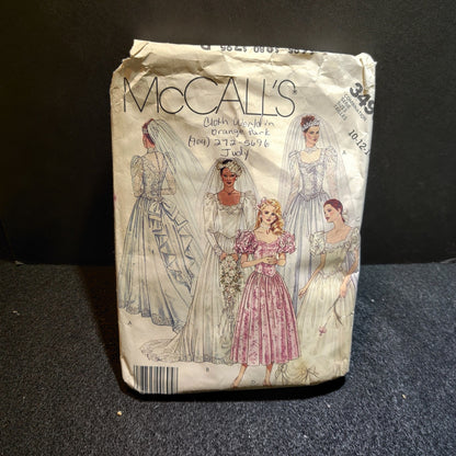 Vintage Sewing pattern 1980s McCalls Bridal Sizes 10, 12,14
