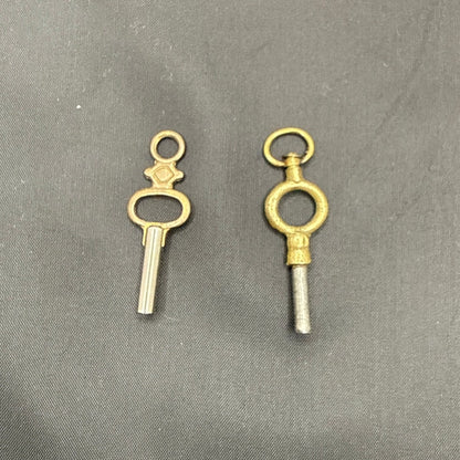 Set of 2 Vintage Ornate Brass Pocket Watch Winding Keys