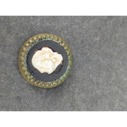 LOT E of 10 Antique Vintage Victorian Brass Mixed Materials Buttons ESTATE FIND