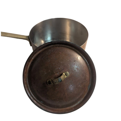 Vintage Paul Revere Limited Copper 2 Qt Saucepan Pot with Lid 6.5" Brass Handle