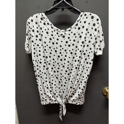 Thyme + Honey Women's White Polka Dot Reversible Tie-Hem Top NWT Size Medium