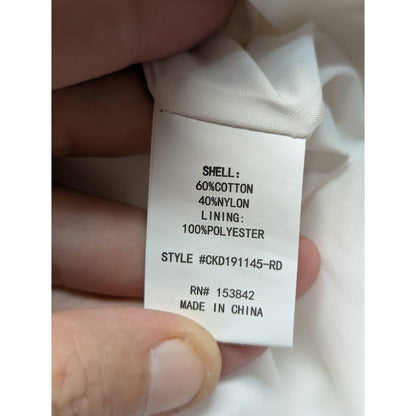 Melloday White Elastic Waist 1/2 Sleeve Midi shirt dress lined Size Medium NEW
