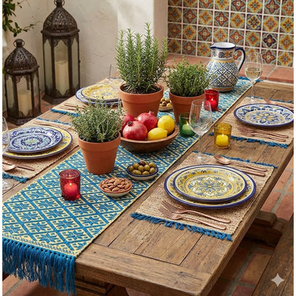 Handmade OAXACAN Table Bed Console Dresser Runner Embroidery Geometric Linens
