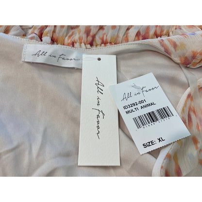 NWT All In Favor Simone Wrap Short Dress in Multi Animal Print Sz XL/Extra Large