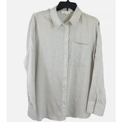 TREASURE & BOND Ivory Warden Plaid Button Up Long Sleeve Shirt Size XXL collared
