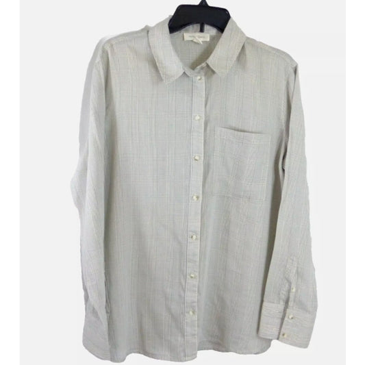 TREASURE & BOND Ivory Warden Plaid Button Up Long Sleeve Shirt Size XXL collared