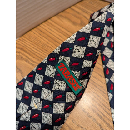 Tabasco Hot Sauce Blue Red White Men's Silk Necktie Tie