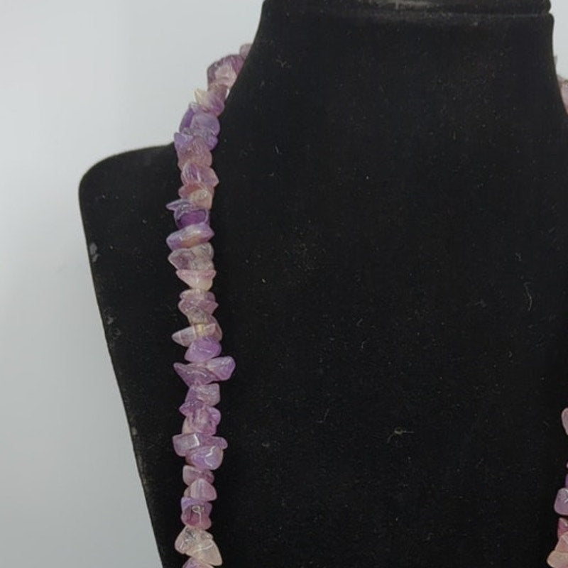Vintage Endless Necklace 17" Amethyst Chip Layered Strand BOHO earthmother