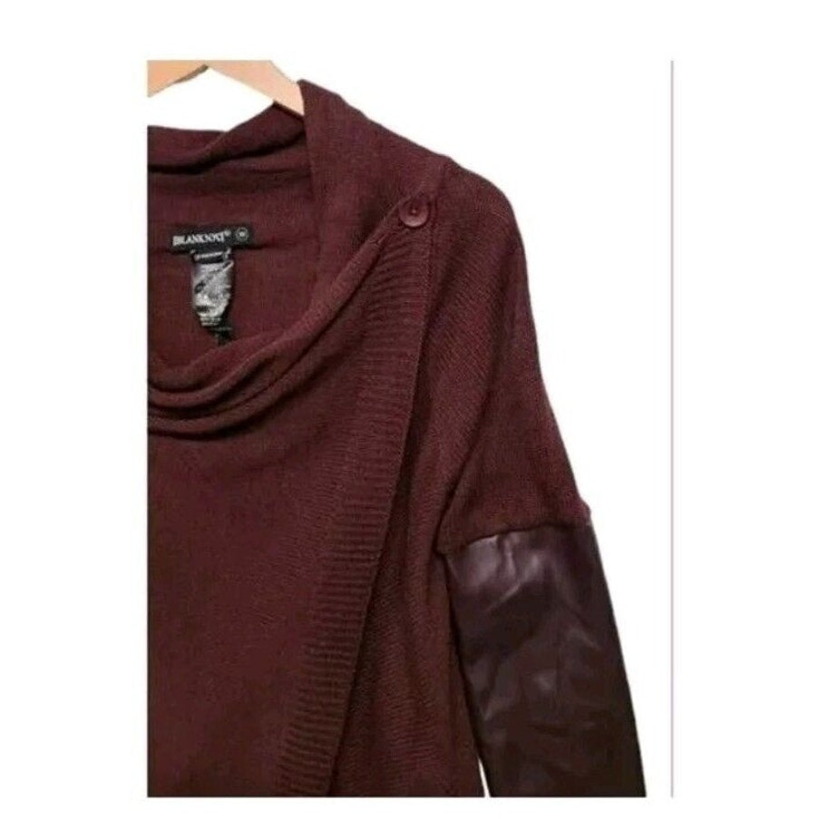 BlankNYC Fairycore Asymmetrical Vegan Leather Cowl Open Cardigan SMALL Oxblood