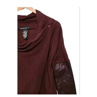BlankNYC Fairycore Asymmetrical Vegan Leather Cowl Open Cardigan SMALL Oxblood