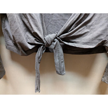 WD•NY Platinum Women's Charcoal Gray Silk-Blend Tie-Front Shrug NWT Size Large